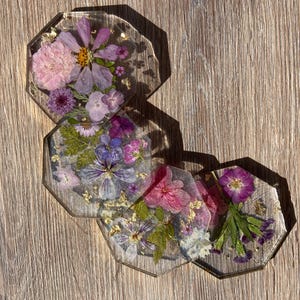 Elegant Floral Resin Coaster Set