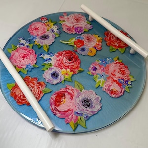 Blue Flower Resin Tray