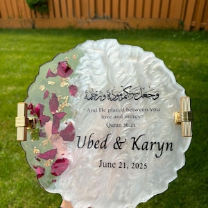 customised resin engagement ring plate/ nikkah tray/ wedding ring tray /resin tray